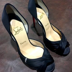 Christian Louboutin - Satin Black Heels (Size 8).